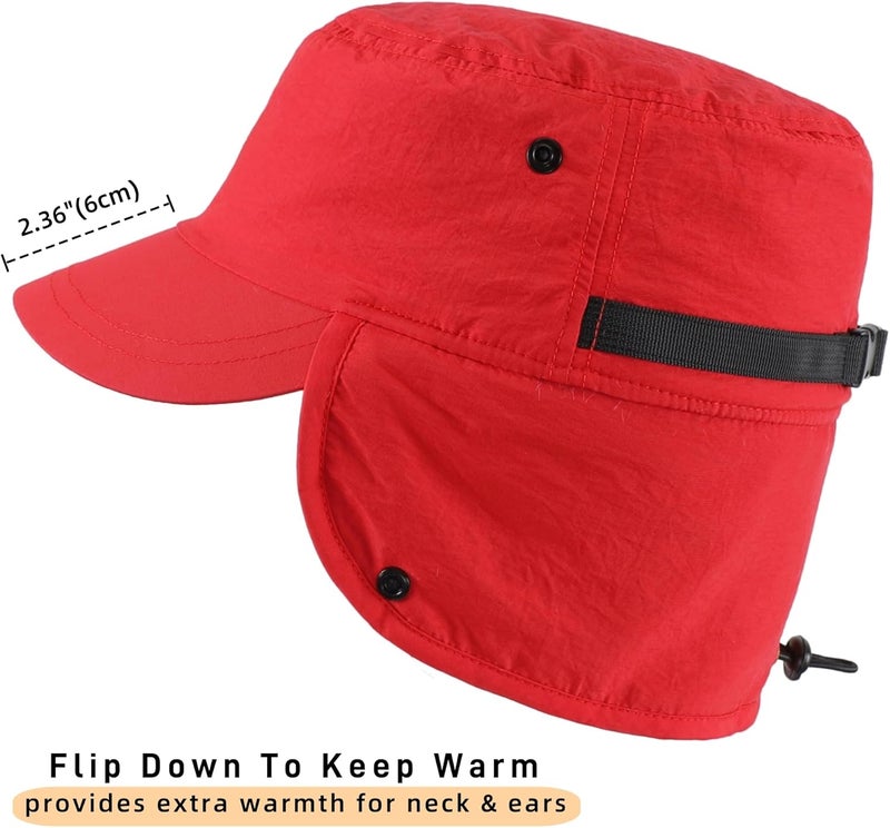 Connectyle Men's Winter Hat with Visor Warm Earflaps Hat Fully Lined Faux Fur Baseball Cap Trapper Hunting Hats - Image 3